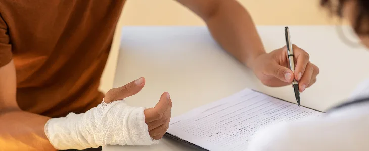 Personal injury victim speaking with a personal injury attorney in Orange County