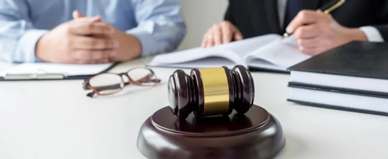 Probate lawyer meeting with client.